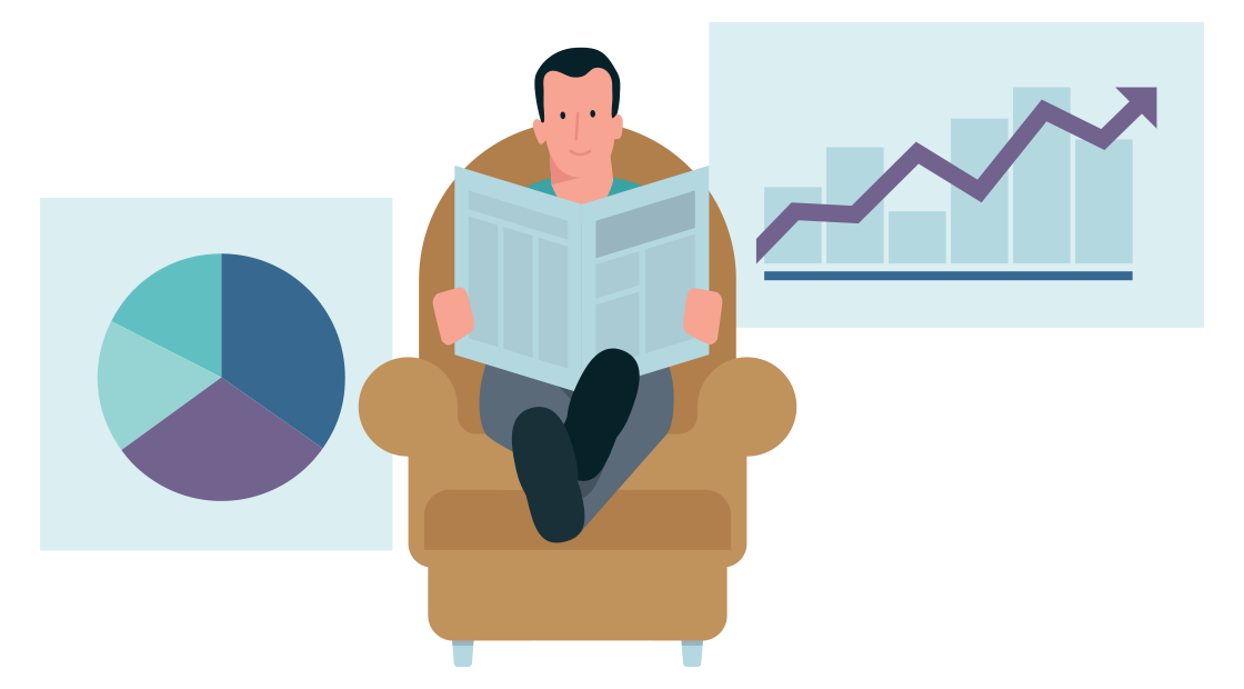 een man zit in zijn fauteuil zijn krant te lezen