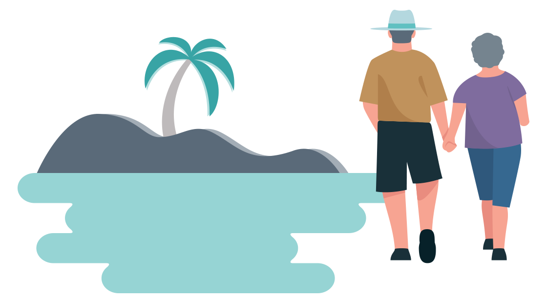 een ouder stel op vakantie