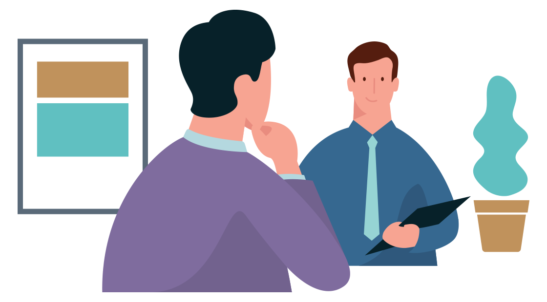 adviseur praat met zijn klant