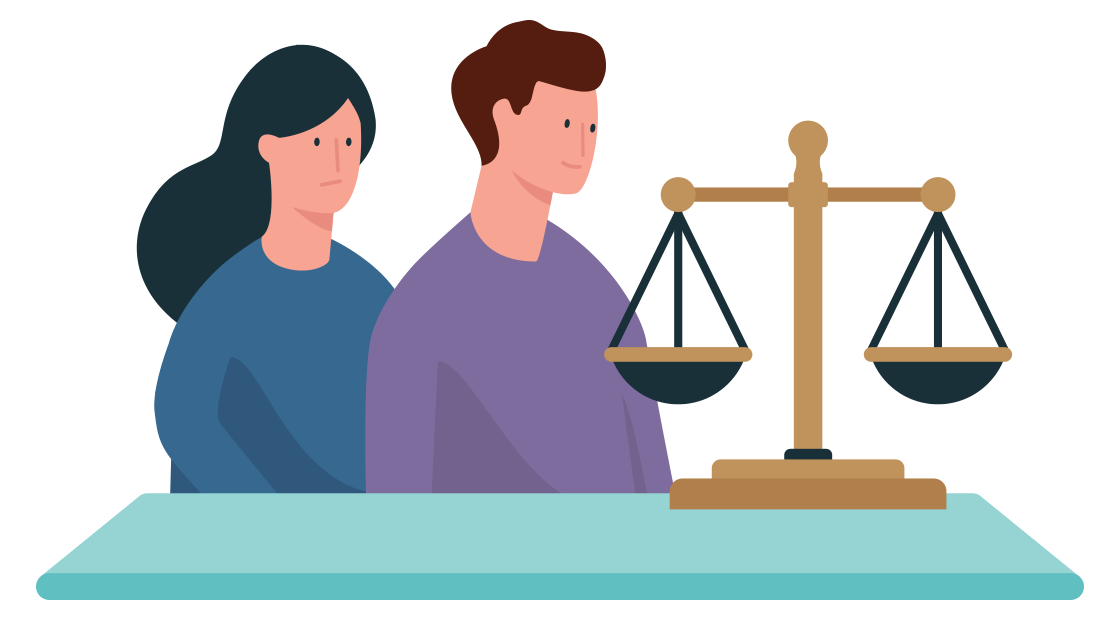 man en vrouw kijken naar een weegschaal die op tafel staat